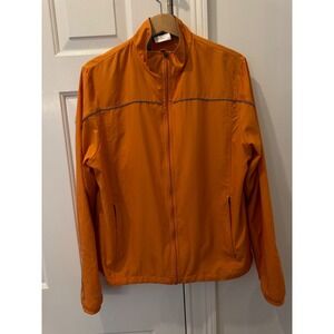 New Balance Mens Orange Reflective Full Zip Running Windbreaker Jacket Large